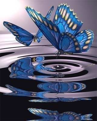 бабочки над водой - бабочки - оригинал