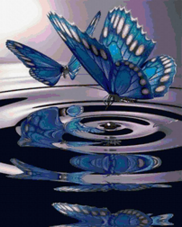бабочки над водой - бабочки - предпросмотр