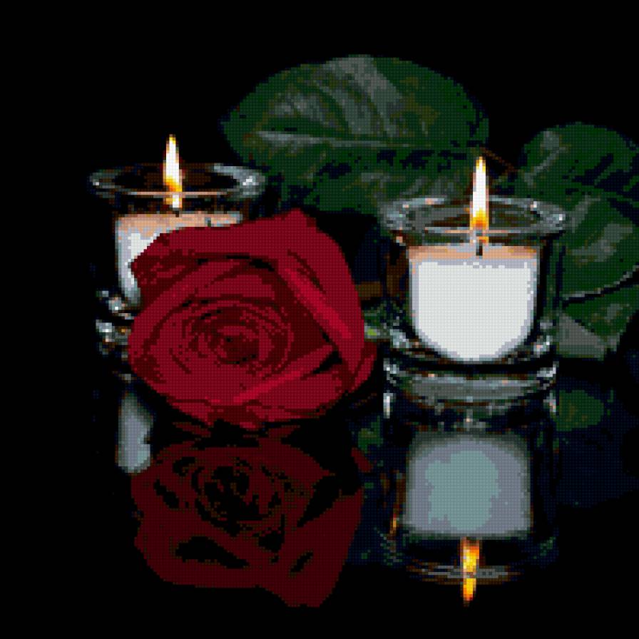 романтика - свечи, романтика, любовь, цветы - предпросмотр