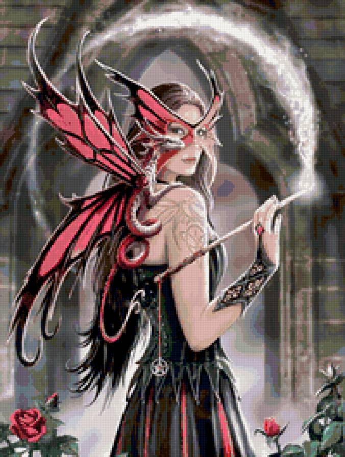 девушка и дракончик - фентези, ангел, фея, девушка, дракон - предпросмотр