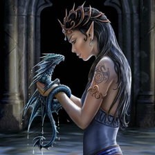 Схема вышивки «девушка и дракончик»