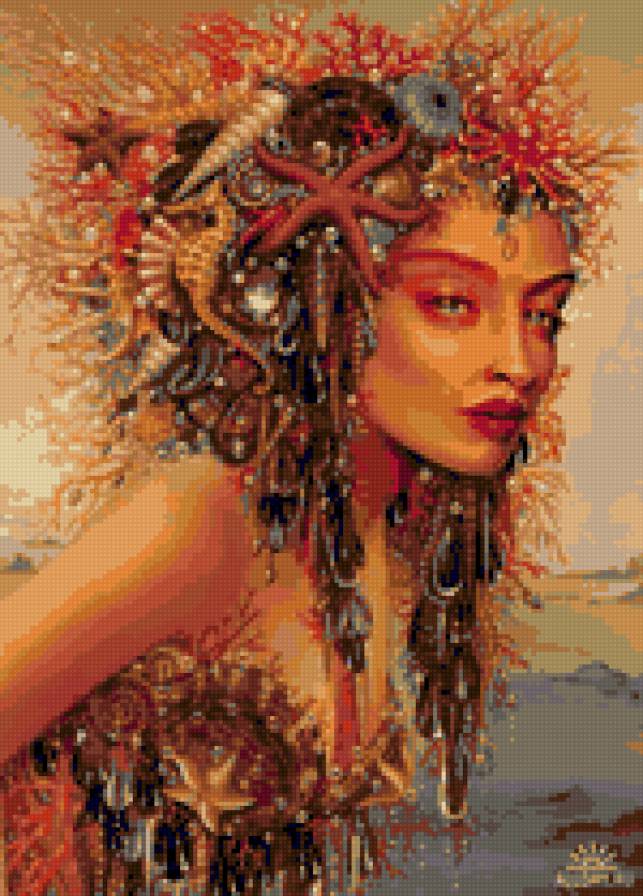 Афроруслка - русалка девушка сказка море ракушки африканка красивая - предпросмотр