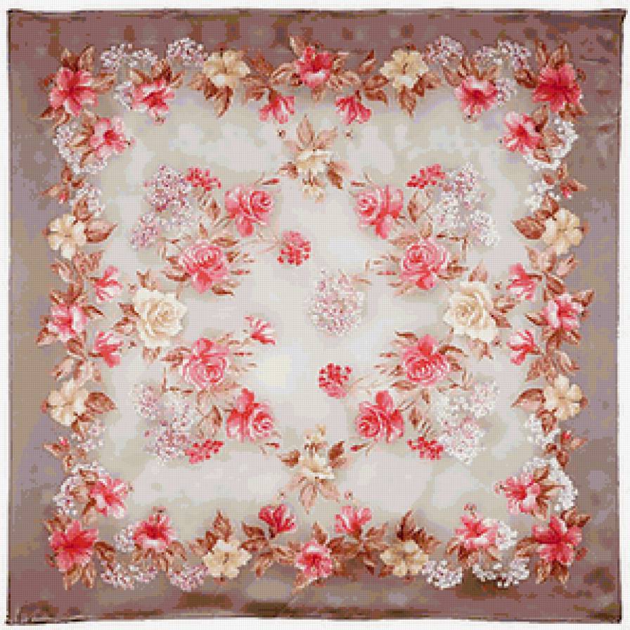 Скатерть - цветы, салфетка - предпросмотр