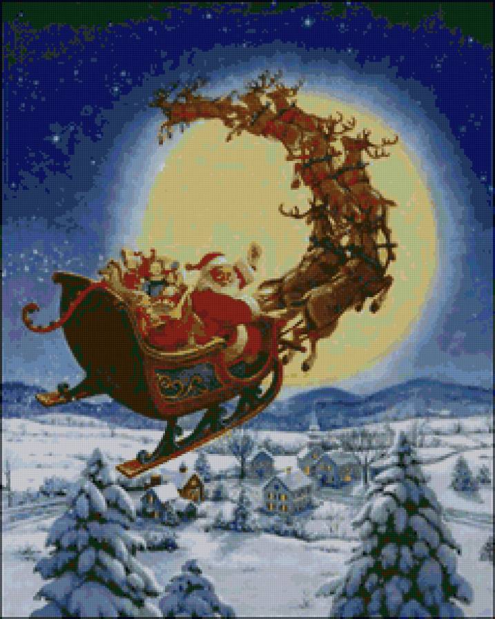 санта - олени, новый год, зима - предпросмотр