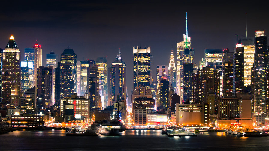 New York - ночной город, пейзаж, небоскребы, new york, ночь - оригинал