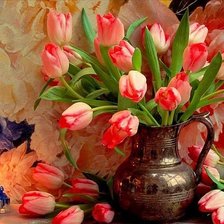 Оригинал схемы вышивки «тюльпаны в вазе» (№89843)