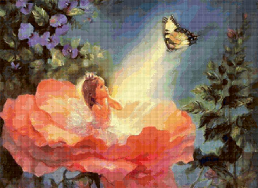 дюймовочка - девочка, цветок - предпросмотр