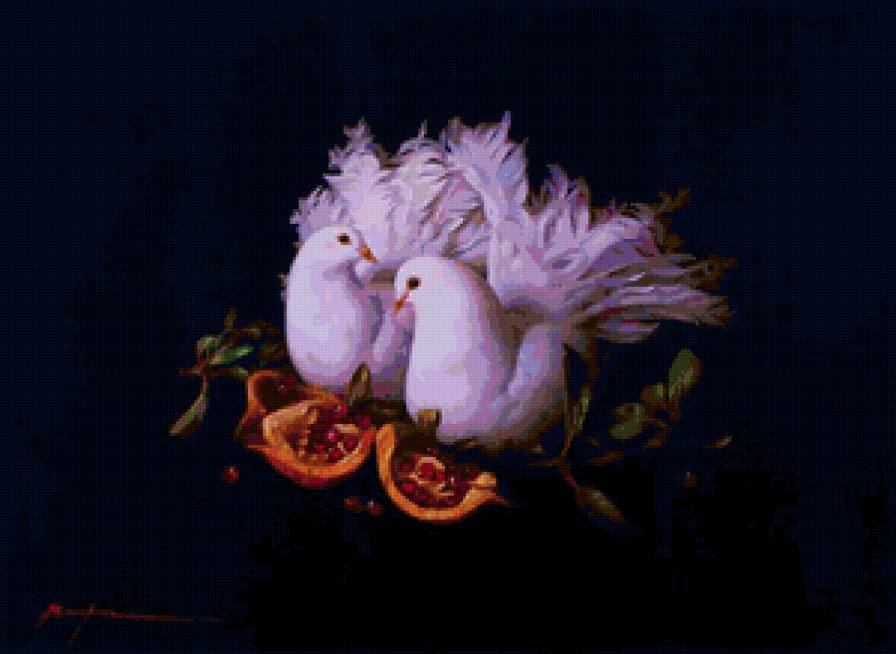 голуби - гранат, голуби - предпросмотр