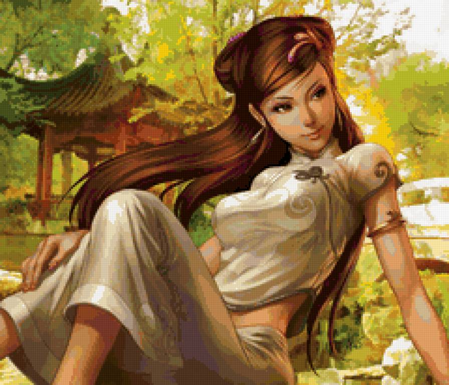 Девушка - фентези, ангел, аниме, портрет, девушка, лес, природа, фея - предпросмотр