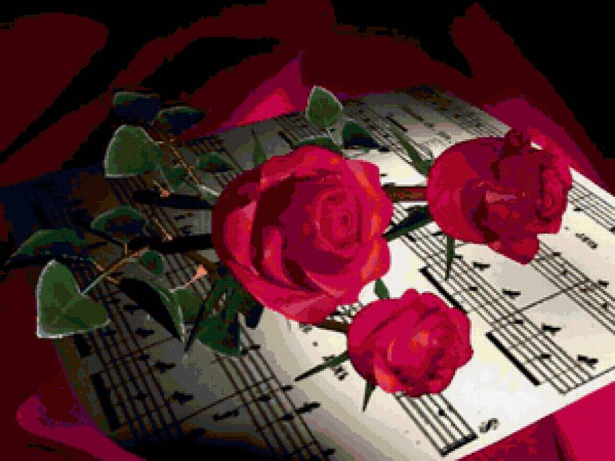 музыка любви - цветы, музыка, романтика, любовь - предпросмотр