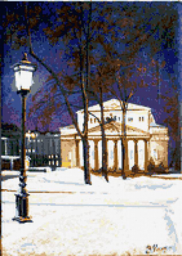 Большой театр - фонарь, зима, театр, город, улица - предпросмотр