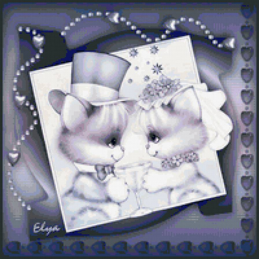 молодожены - кошки, подушка, свадьба - предпросмотр