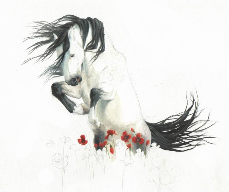 лошадь - лошадь, маки - оригинал