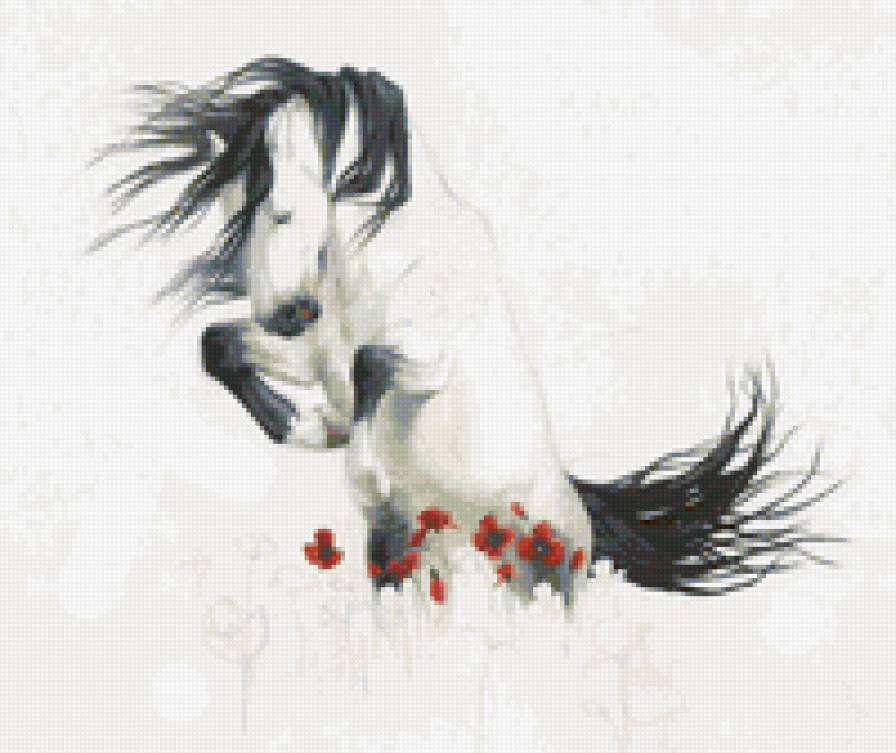 лошадь - маки, лошадь - предпросмотр