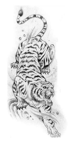 тигр - монохром, животные - оригинал