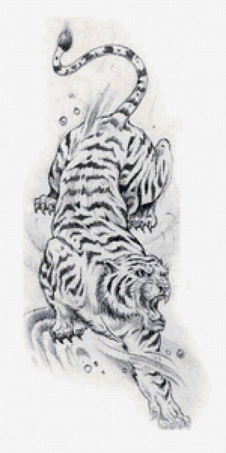 тигр - животные, монохром - предпросмотр