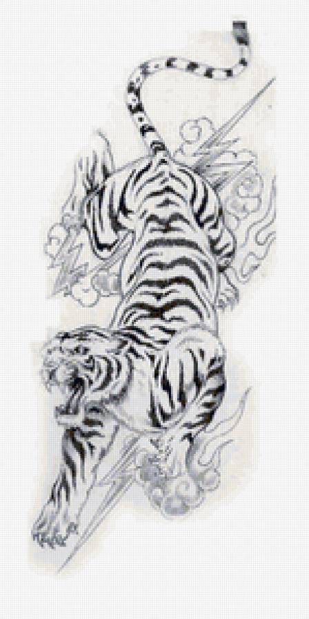 тигр 2 - монохром, животные - предпросмотр