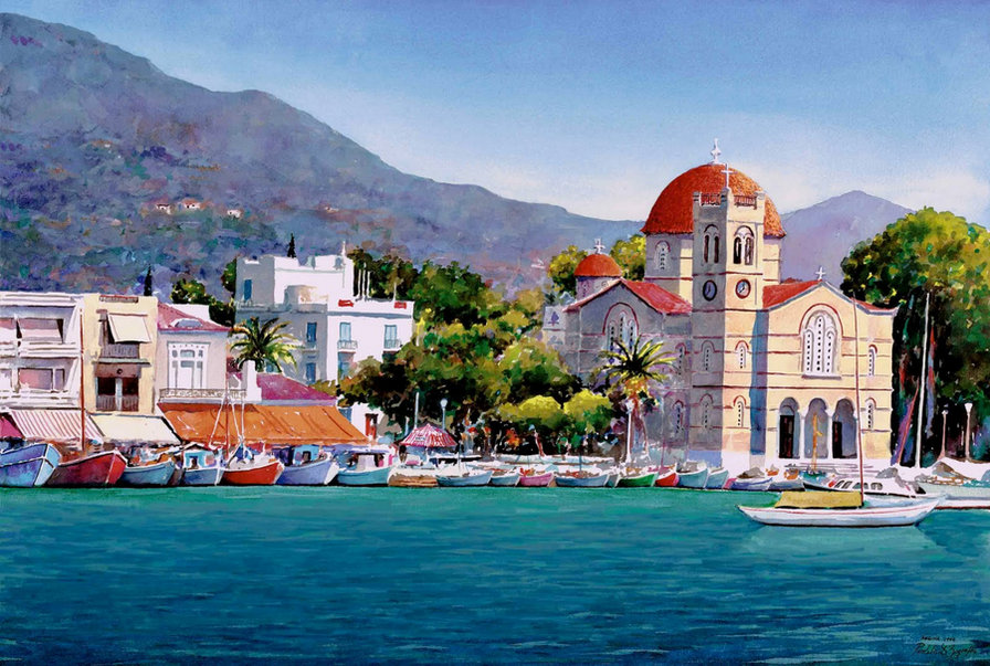 греция - картина, море, природа - оригинал