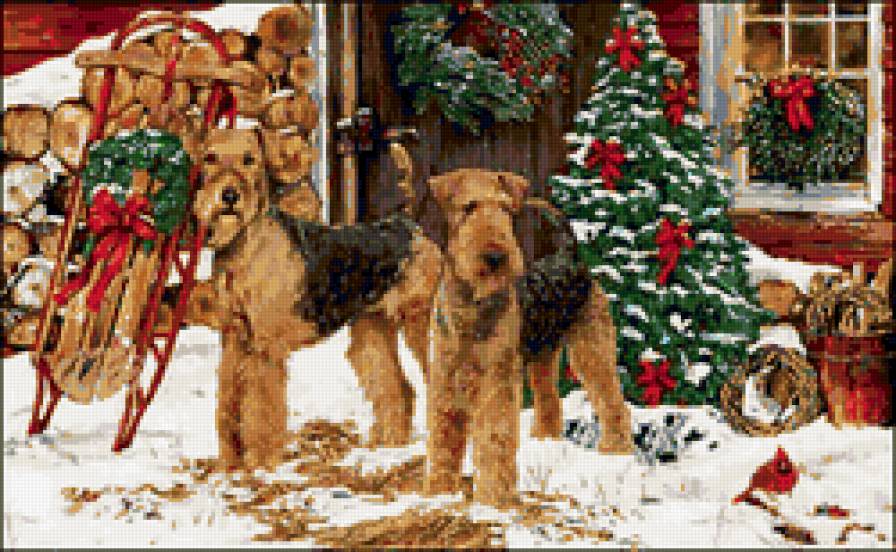 3 - рождество, новогоднее, собаки, животные - предпросмотр