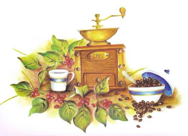 Кофемолка - кофе, открытка, зерна - оригинал