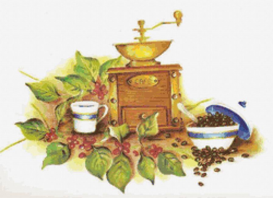 Кофемолка - кофе, зерна, открытка - предпросмотр