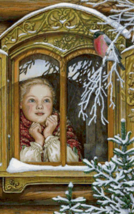 у окна - зима, окно, девушка - предпросмотр