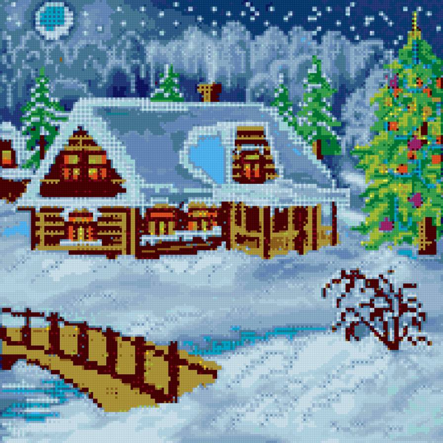 Зима - домик., лес, зима - предпросмотр