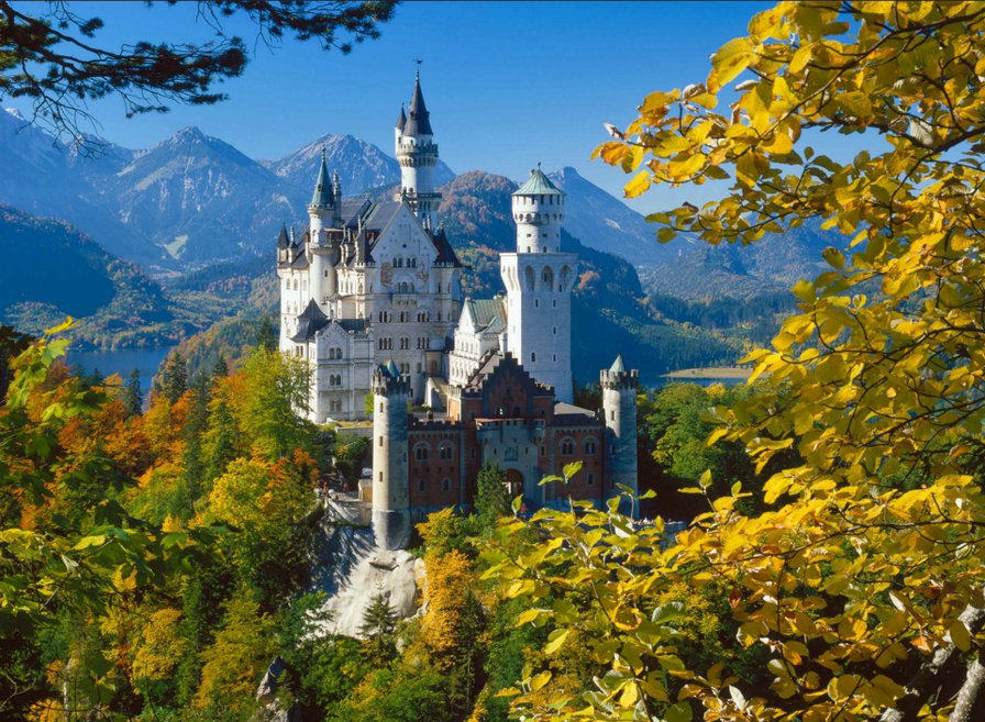 Замок - пейзаж, историческое, лес, горы, замок, дворец, архитектура - оригинал