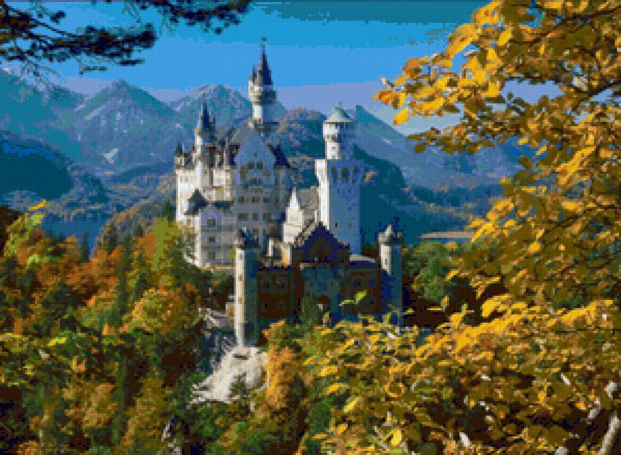 Замок - архитектура, лес, пейзаж, историческое, дворец, горы, замок - предпросмотр