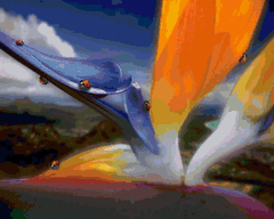 стрелиция - цветок, божья коровка - предпросмотр