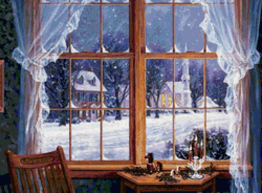 За окном - окно, зима, рождество - предпросмотр