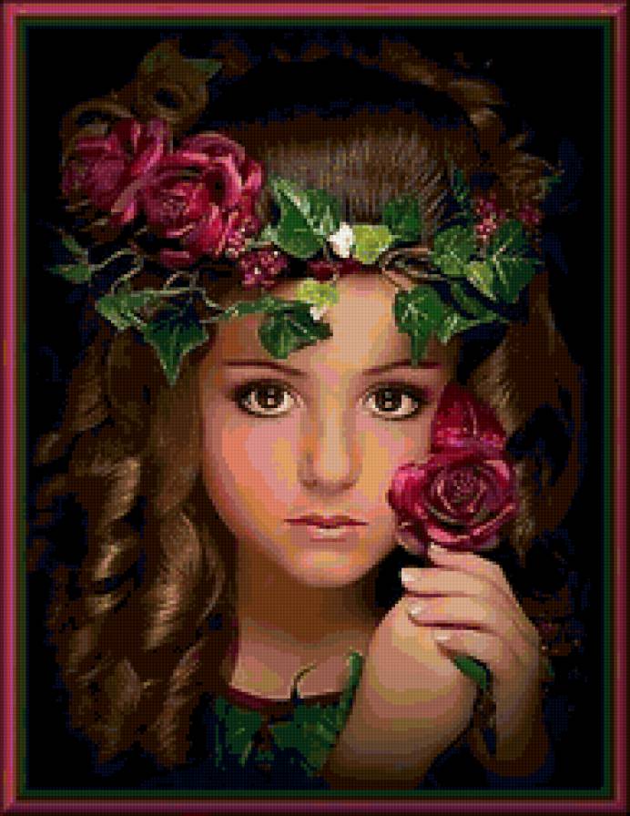 Девочка - цветы, дети, живопись - предпросмотр