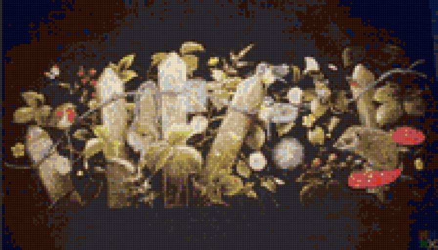 Лесные гости. - растения, ежик, черный, птички - предпросмотр