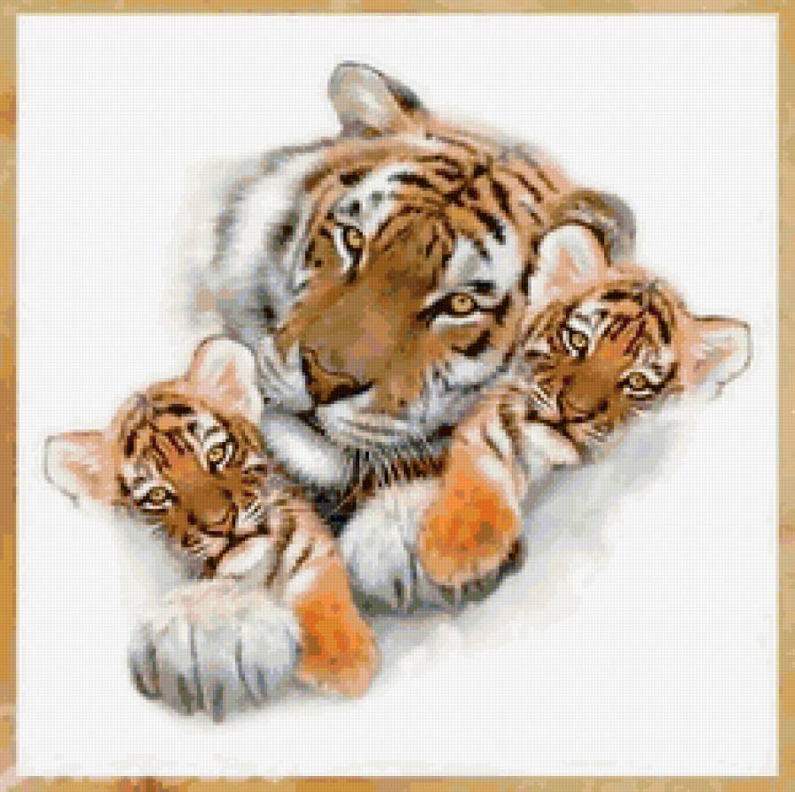 Тигры - живопись, животные, тигры - предпросмотр