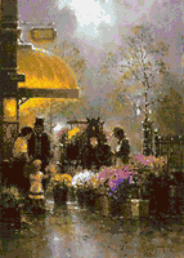 Цветочный рынок - город, люди, цветы - предпросмотр