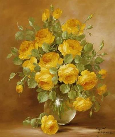 Натюрморт с желтыми розами - цветы, розы, натюрморт, желтый - оригинал