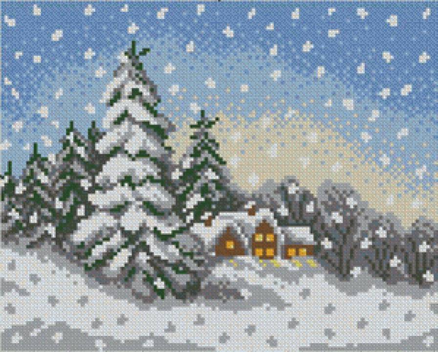 пейзаж - деревня, зима, природа, пейзаж - предпросмотр