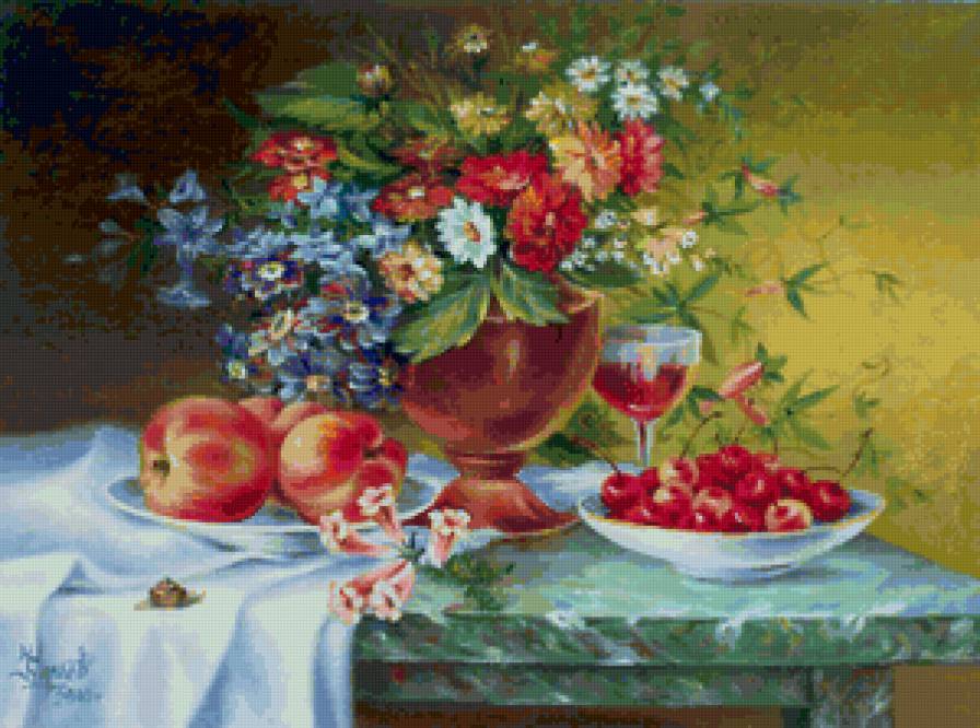 Натюрморт - фрукты, бокал, натюрморт - предпросмотр