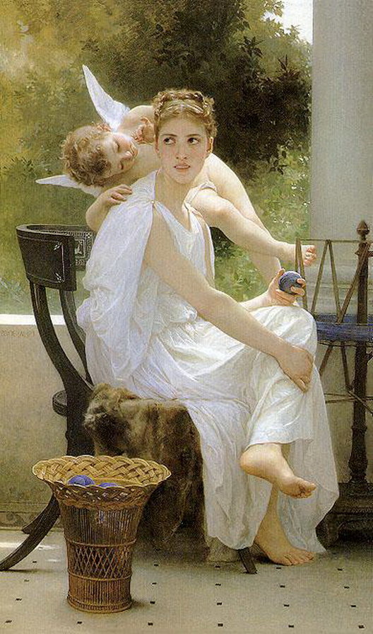 Прерванная работа - девушка, картина, амур, бугеро, рукоделие - оригинал