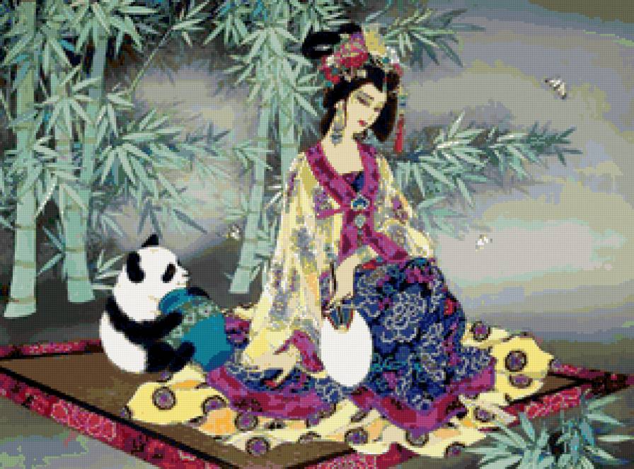 серия "японка" - японка, девушка, панда - предпросмотр