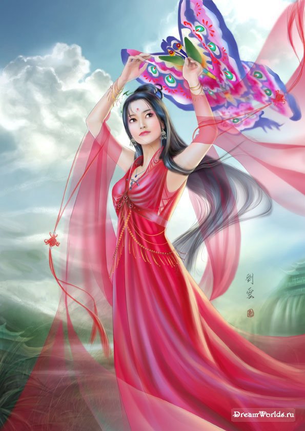 серия "японка" - бабочка, японка, девушка - оригинал