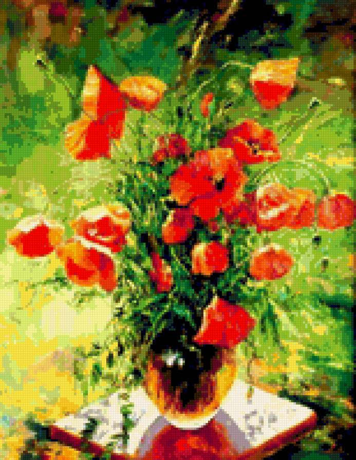 цветы в вазе - маки - предпросмотр