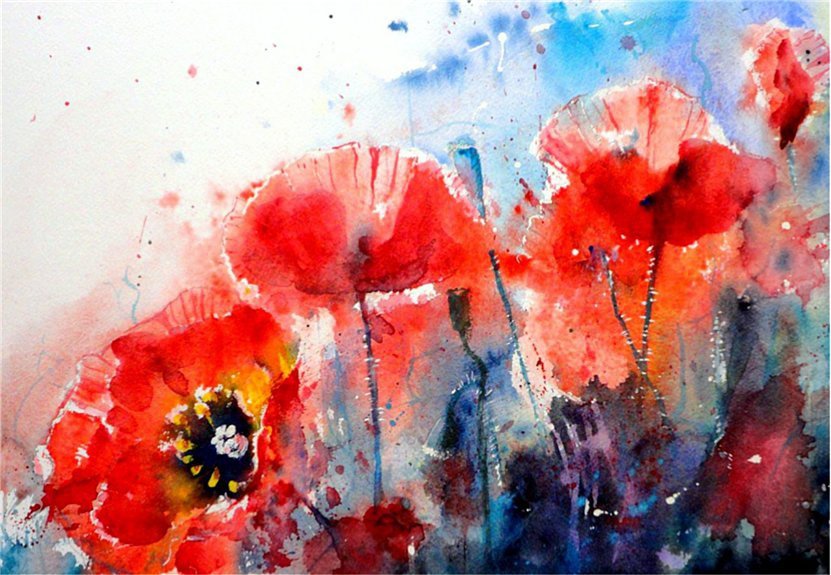 акварель - маки - оригинал
