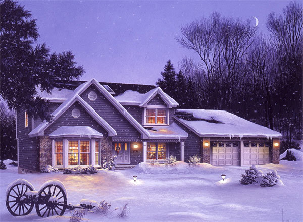 Серия "Пейзажи" - зима, домик, пейзаж - оригинал