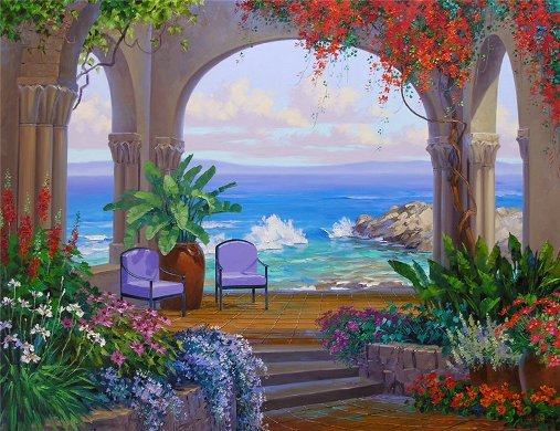 Серия "Пейзажи" - пейзаж, море, цветы - оригинал