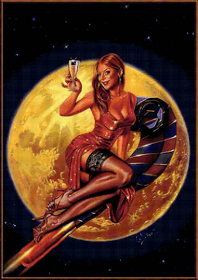 Месяц - месяц, девушка, пейзаж - предпросмотр