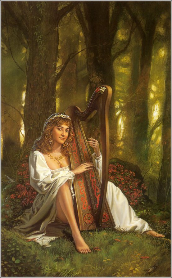 Песня эльфийки - лес, пейзаж, девушка - оригинал