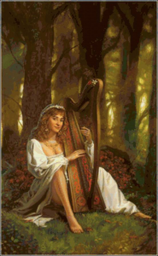 Песня эльфийки - пейзаж, девушка, лес - предпросмотр