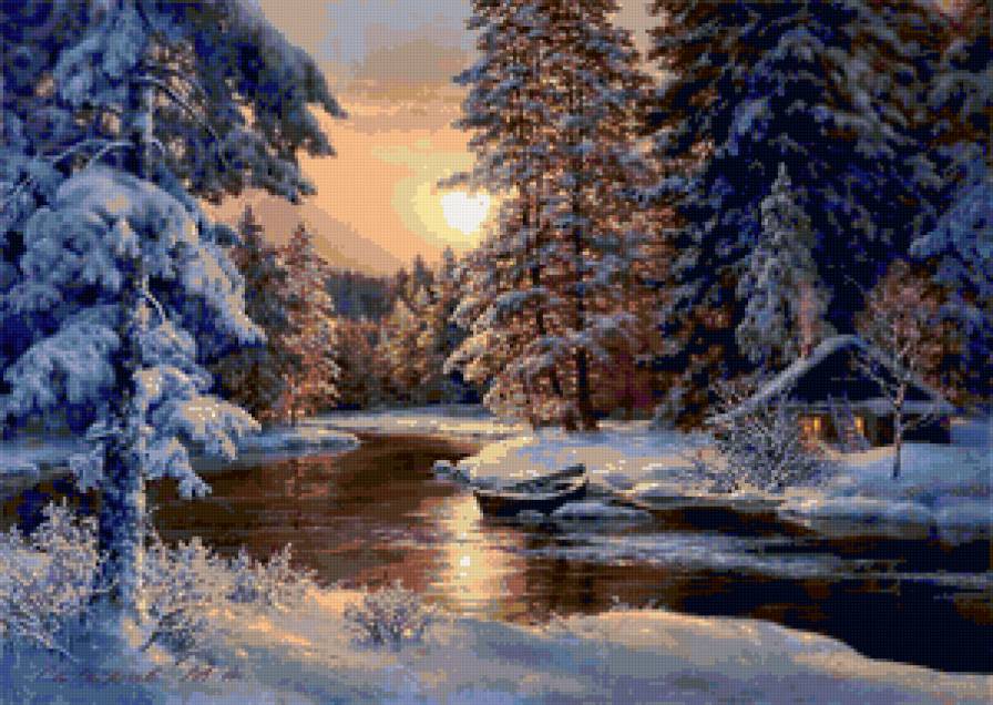 Тихая гавань - река, пейзаж, природа, лес, зима - предпросмотр