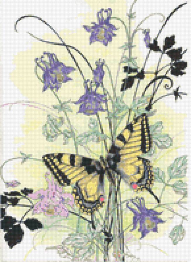 Бабочка и цветы - бабочка, цветы, открытка - предпросмотр